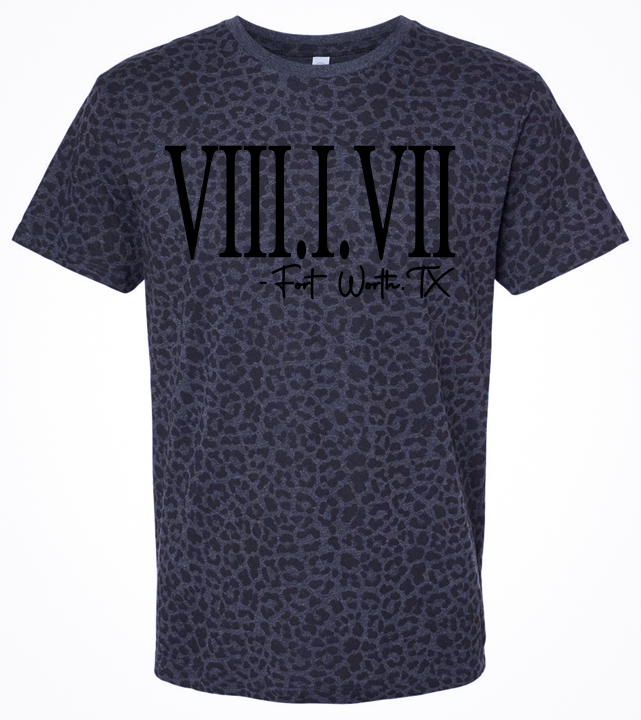 817 Roman Numerals - Black on Black Leopard